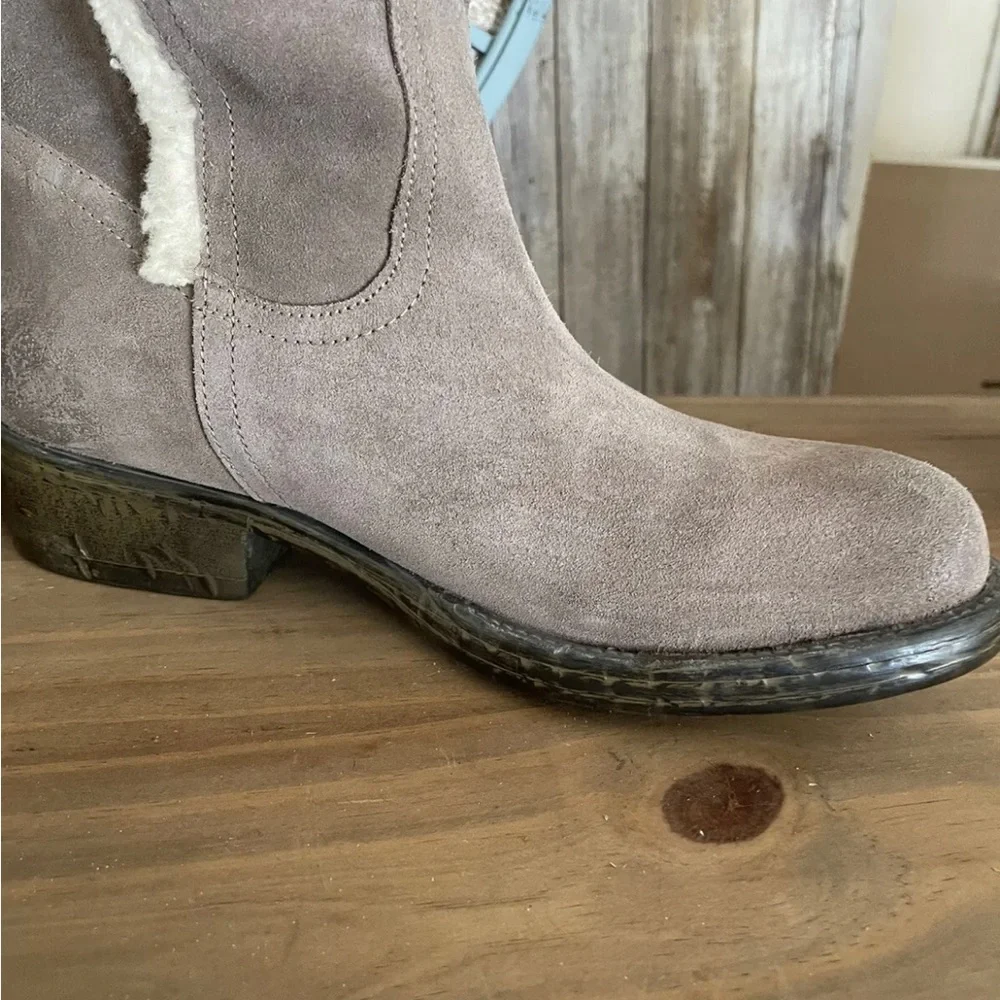 Lavorazione Artigianale Womens Leather Suede Shearling Knee High Boots sz 39 New